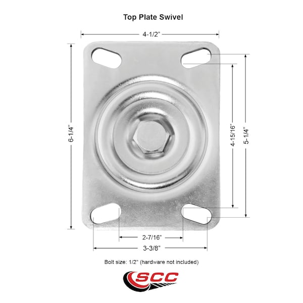 8 Inch Heavy Duty Thermoplastic Rubber Caster with Ball Bearing and Brake SCC